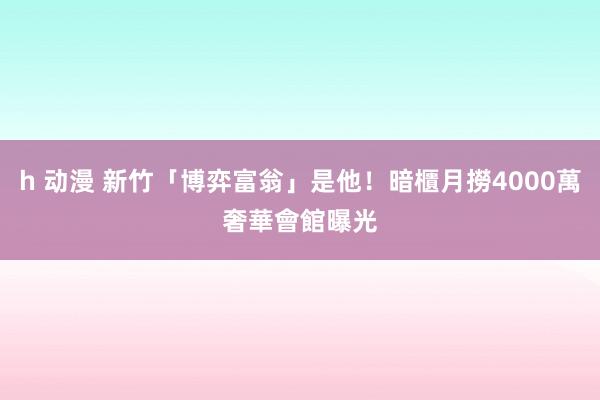 h 动漫 新竹「博弈富翁」是他！暗櫃月撈4000萬　奢華會館曝光