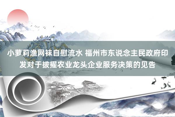 小萝莉渔网袜自慰流水 福州市东说念主民政府印发对于拔擢农业龙头企业服务决策的见告