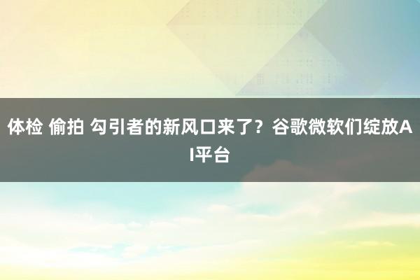 体检 偷拍 勾引者的新风口来了？谷歌微软们绽放AI平台