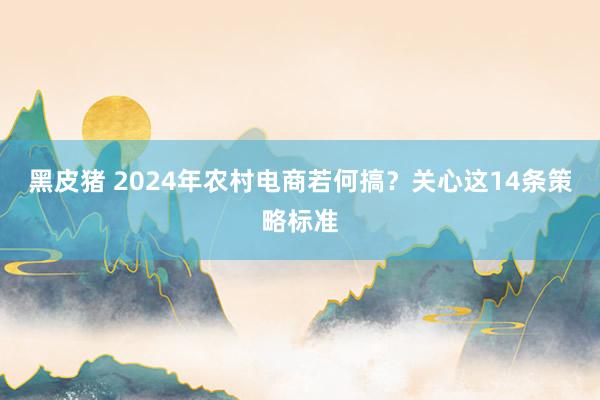 黑皮猪 2024年农村电商若何搞？关心这14条策略标准